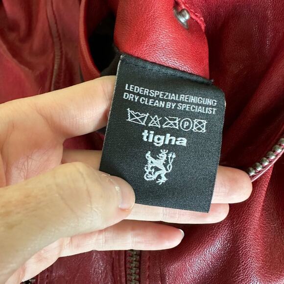 Tigha Leather Jacket in Red - Picture 4 of 7